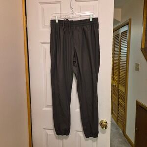 Apana Mens Gray Elastic Waist Jogger Pants Size Large Zipper Pockets Stretch